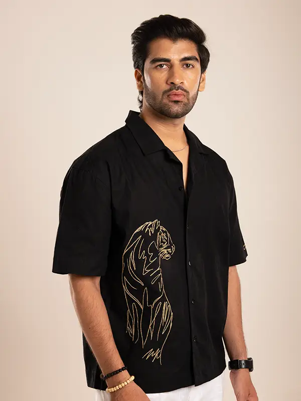 Men's Black Linen Shirt