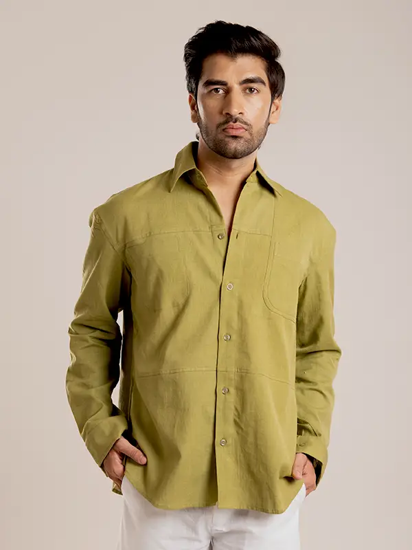 Green Linen Shirt For Men