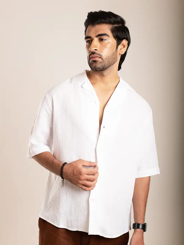 Men's White Linen Shirt