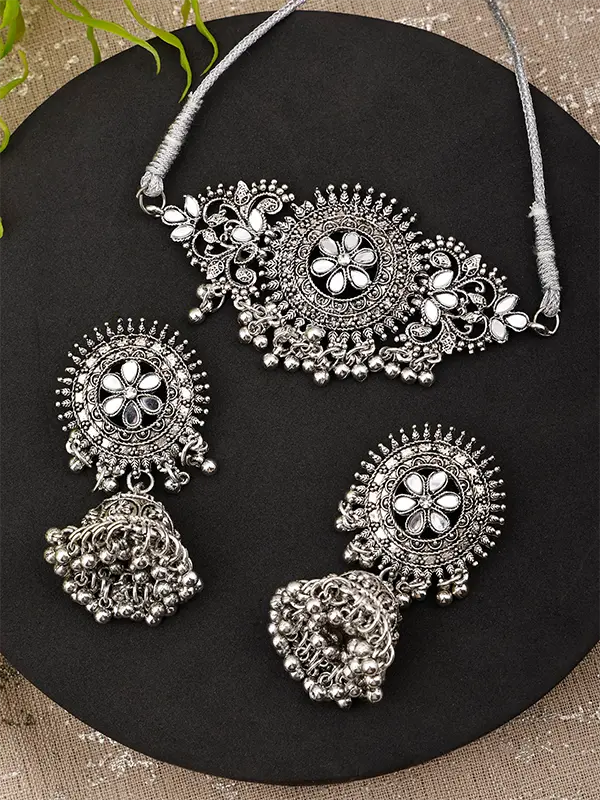 Silver Oxidised Jewelry Set