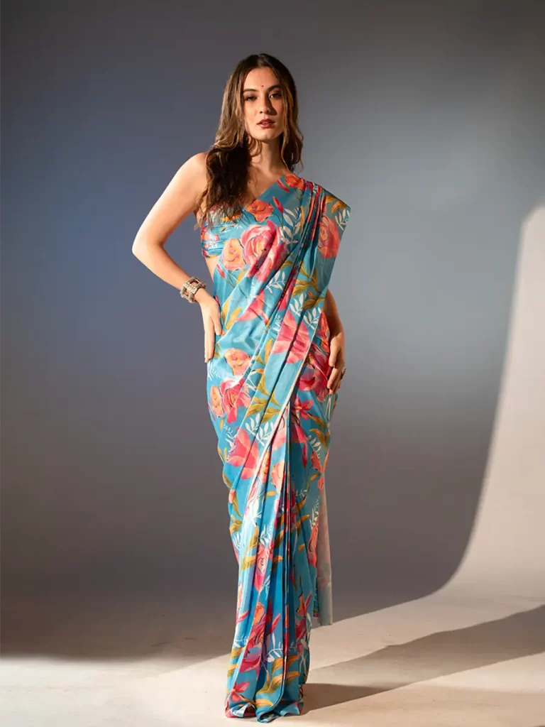 Printed Satin Saree