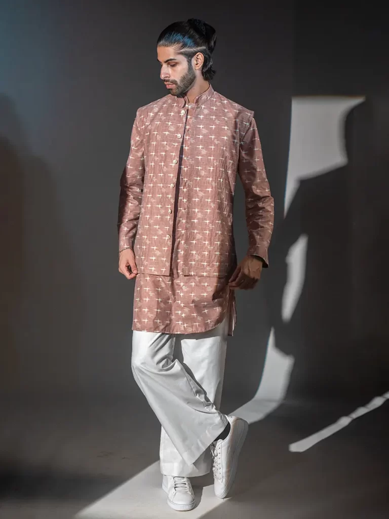 Mocha Cotton Linen Kurta Set